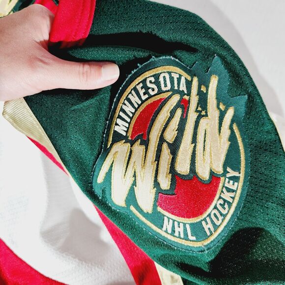 CCM Minnesota Wild Hockey Jersey Adult Sz S Patches Green Red White Vtg Official - Picture 10 of 13